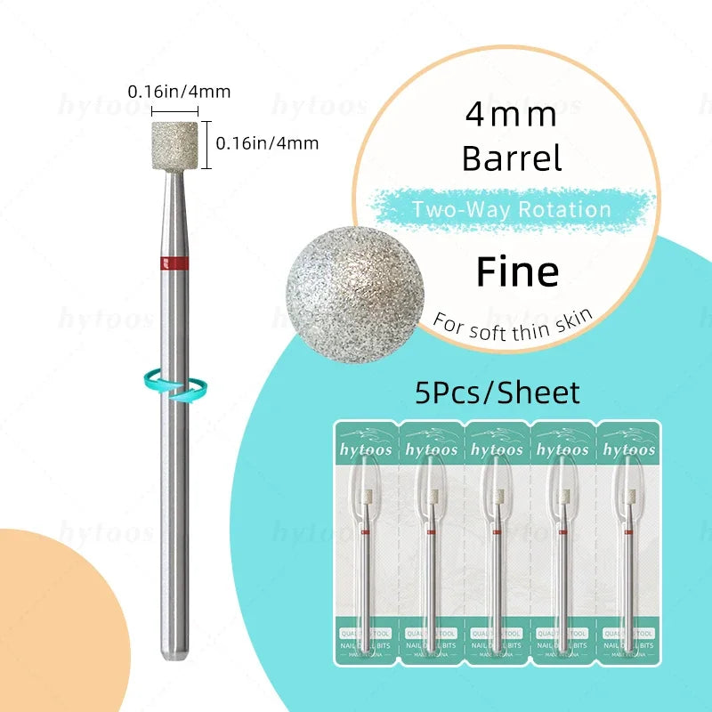 HYTOOS 5Pcs/Set Diamond Nail Drill Bits To Clean Cuticles And Nails