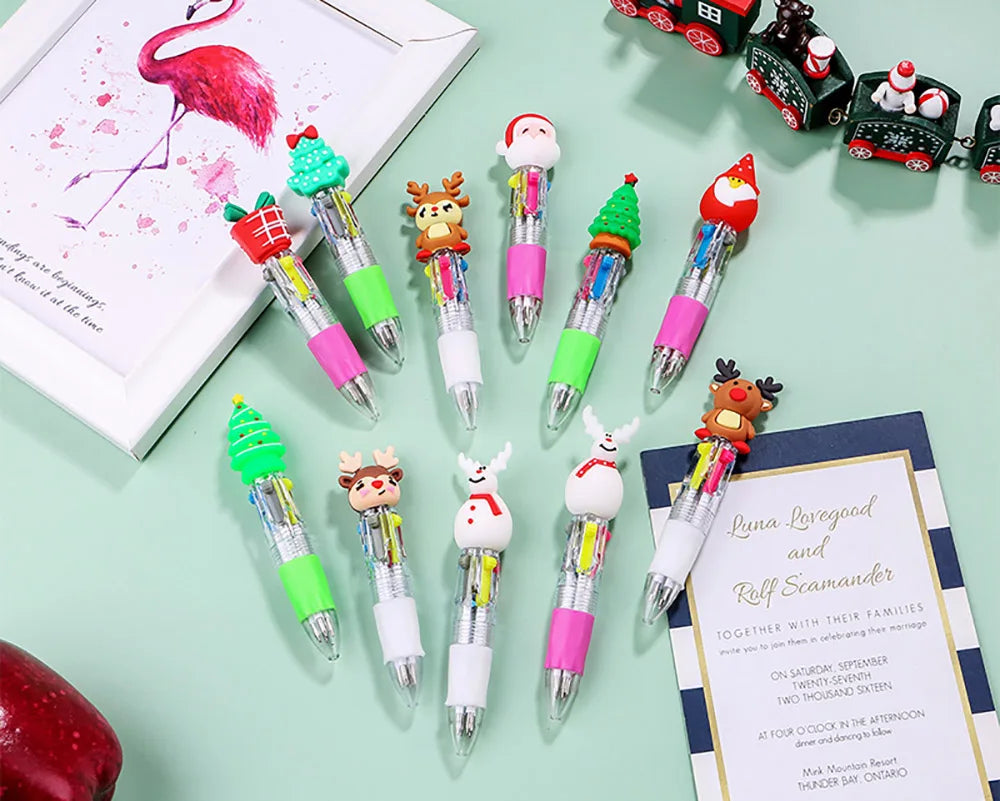 1Pcs 4 Color Retractable Mini Christmas Pen.