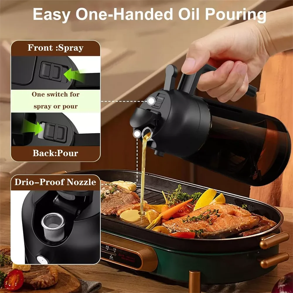 2-in-1 16 OZ Glass Leakproof Oil Sprayer & Dispenser For Cooking