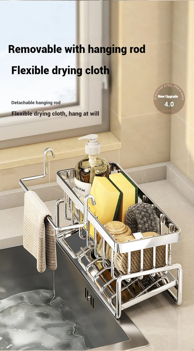 Plastic Multi-Functional Sink Organizer for Kitchen & Bathroom