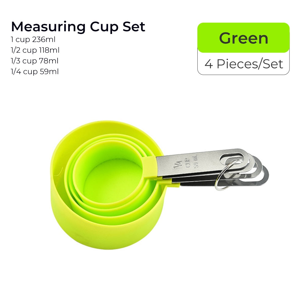 Multicolor 4pcs Stainless Steel Handle Measuring Cup Or spoons.