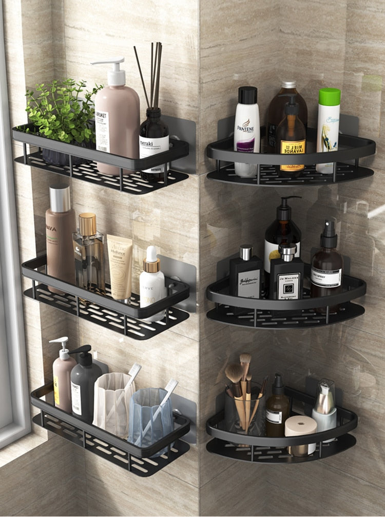 Adhesive Aluminum Storage Organizer For Bathroom Accessories.