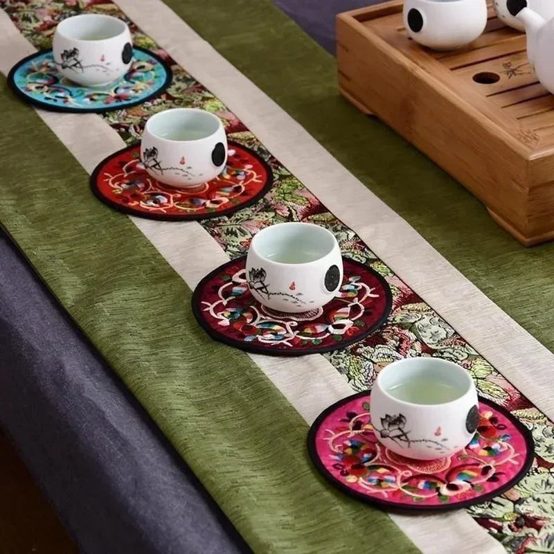 4PCS/set Embroidery Cloth Protective Coaster Mats