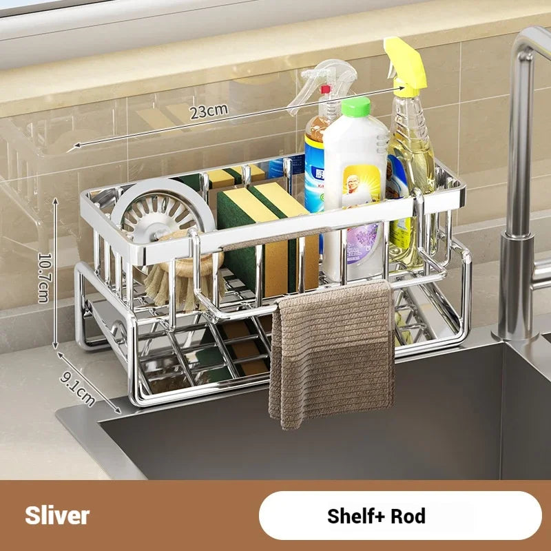 Plastic Multi-Functional Sink Organizer for Kitchen & Bathroom