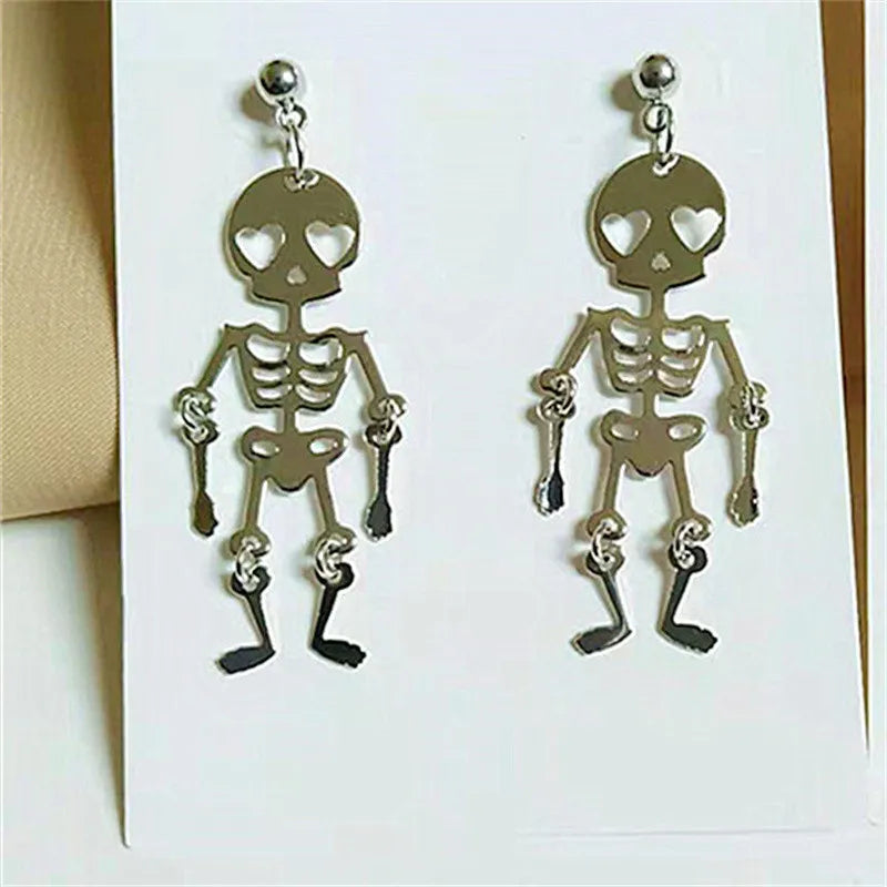Halloween Skull, Skeleton,Ghost And Spider Web Dangle Earrings