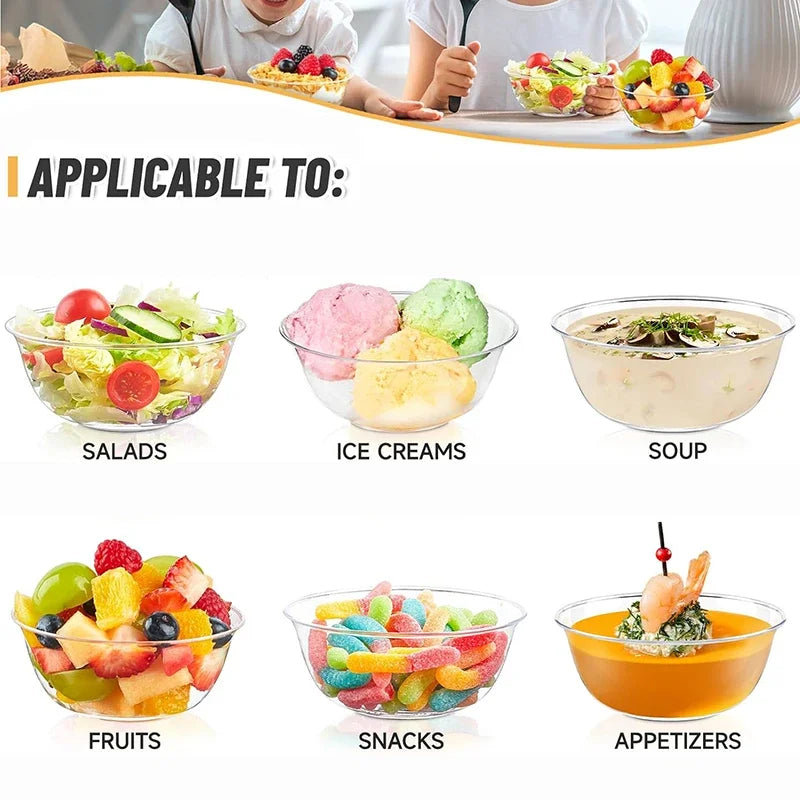 20Pcs Disposable Plastic Mini Dessert Bowls
