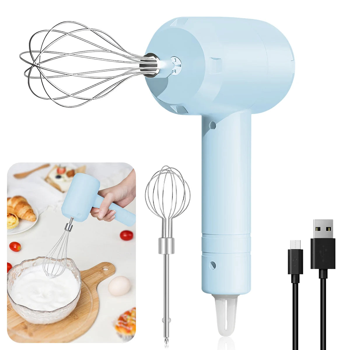 1Pcs Electric Portable 3-speed Whisk