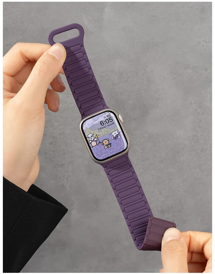 Silicone Magnetic Strap for Apple Watch 46mm 42mm 49mm 45mm 41mm 44mm 40mm Band For IWatch Ultra 2 Series 10 9 8 7 6 SE 5 4 3