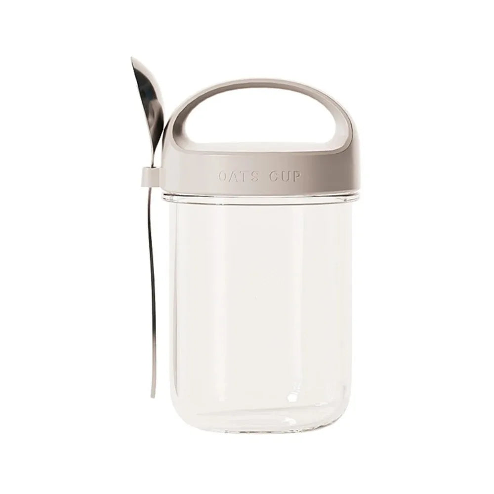 430ML Glass Cup With Lid And Spoon Great For Breakfast Oats Or Salad Cups