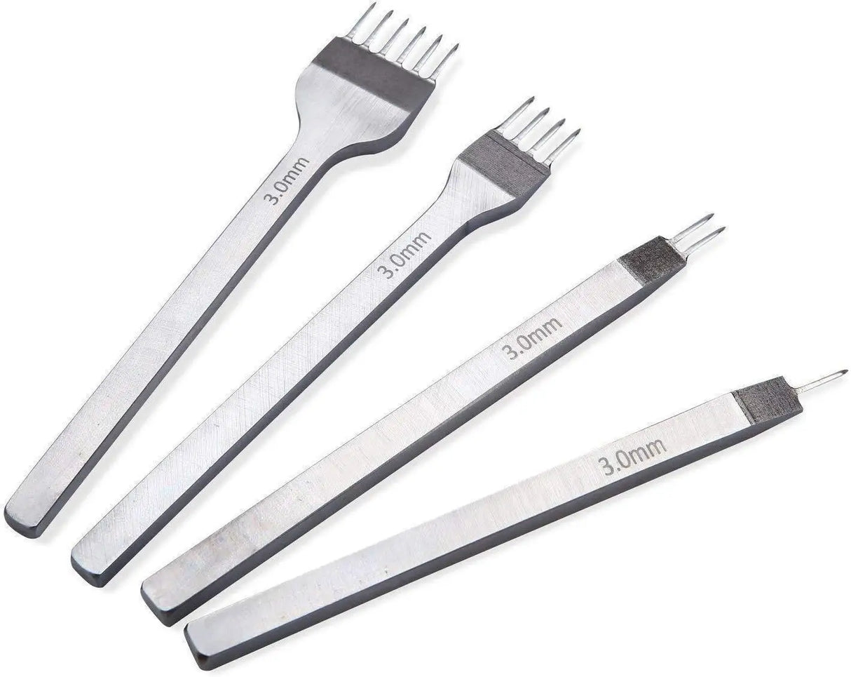 White Steel 3/4/5/6mm 1/2/4/6 Chisel Set For Leather Lacing Crafts