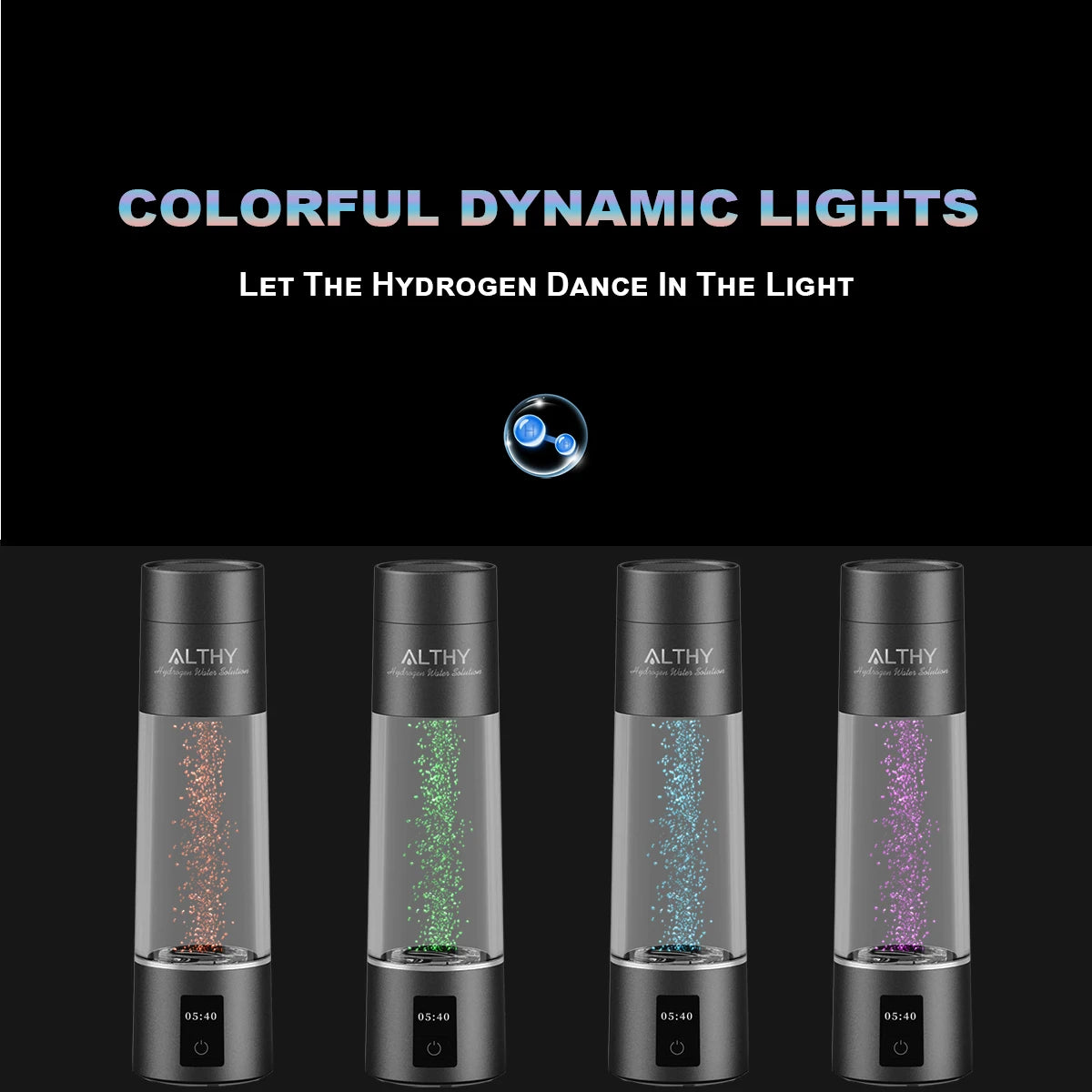 ALTHY  Molecular Hydrogen Water Generator Bottle DuPont SPE&PEM Dual Chamber lonizer + Charging &Time Display