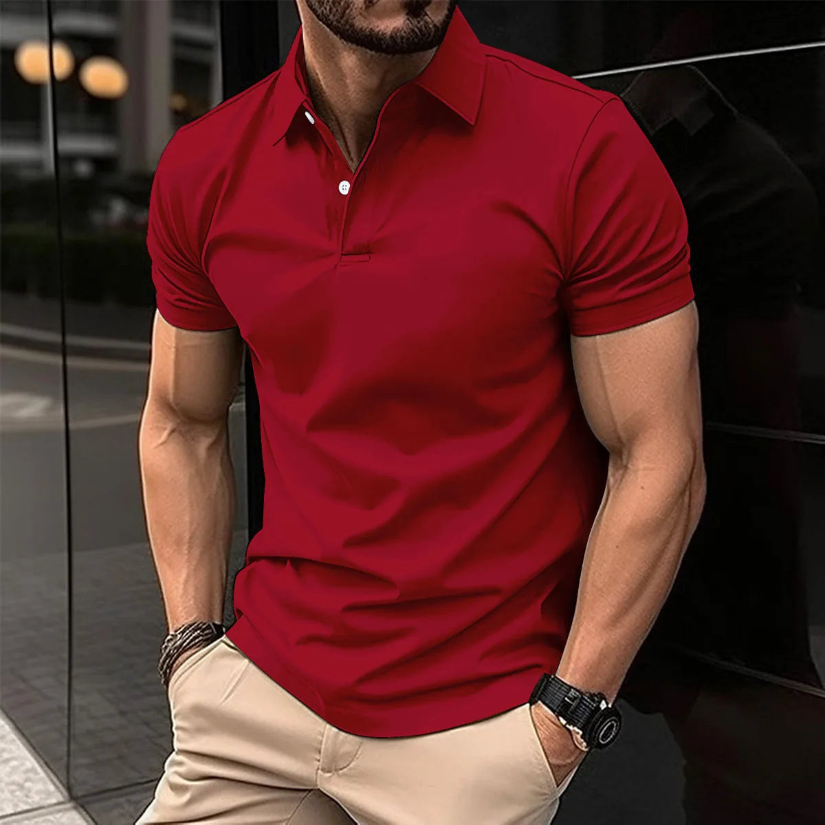 Men's Solid Color Polo T-Shirts For Business or Golf