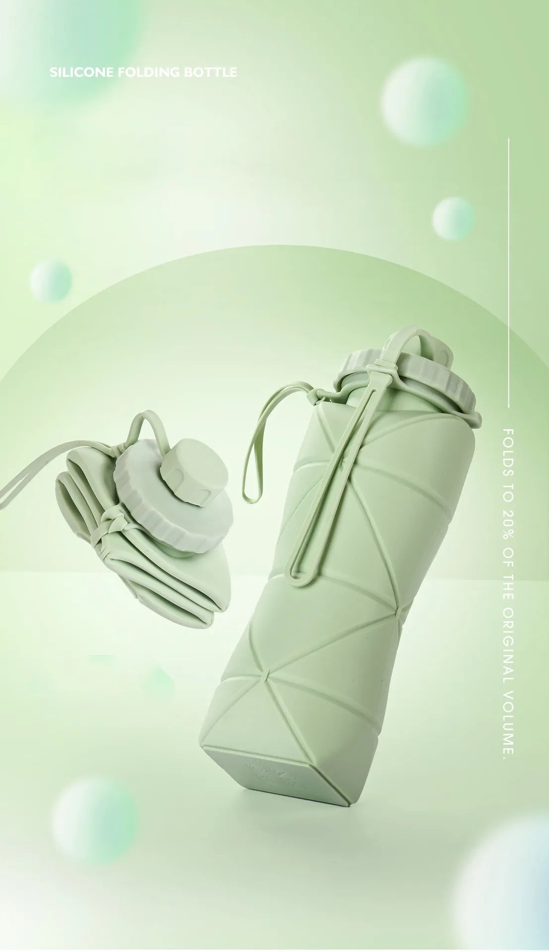 600ml Folding Silicone Sports Water Bottle.