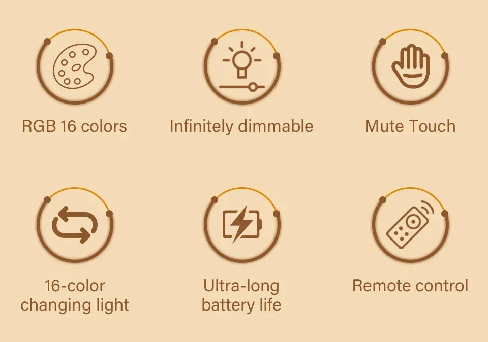Rechargeable Led Dimmable Multicolor Night Light with Remote Control Or Touch Switch