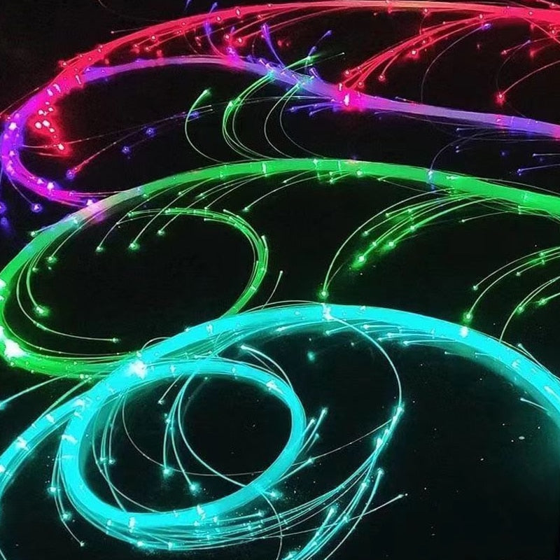 Led Multicolor Glowing Fiber Optic Disco Dance Light Whips with Multicolor Glowing light and 360° Swivel.