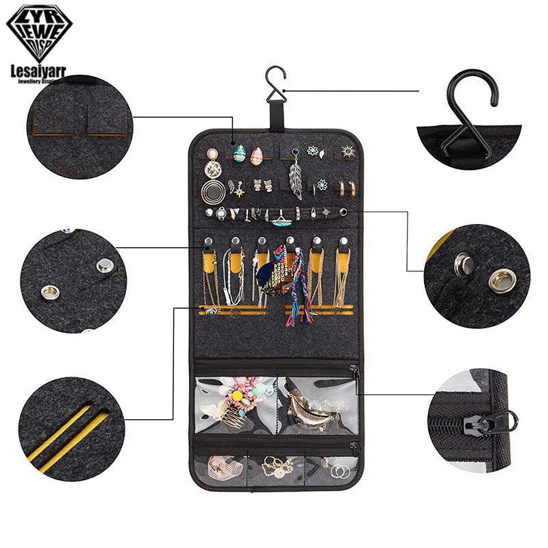 Foldable Jewelry Organizer Bag With Hanger
