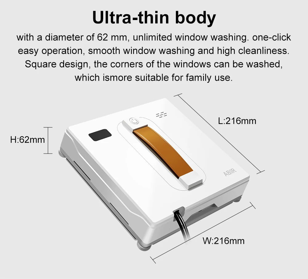 ABIR WD8 Wet Or Dry Robot Window Vacuum Cleaner ,Laser Sensor By App & Remote Control