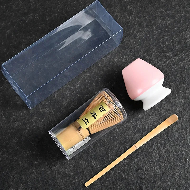 3/4pcs Matcha Bamboo Whisk Teaspoon And Ceramic matte Bowl