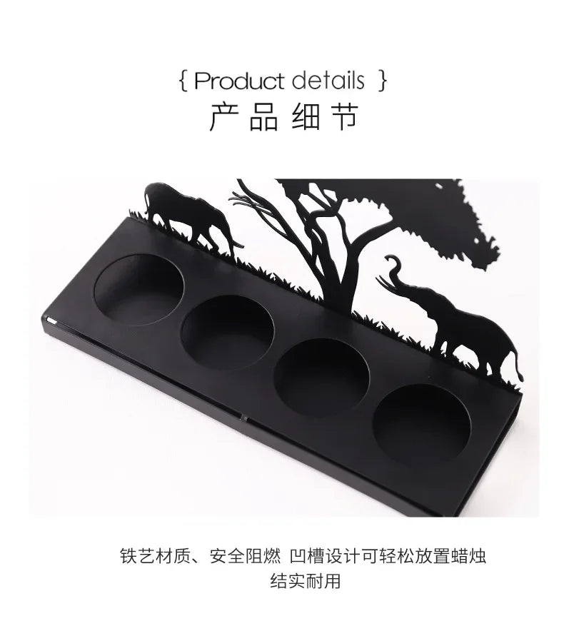 Metal Black Luminous Decoration Candle Holder