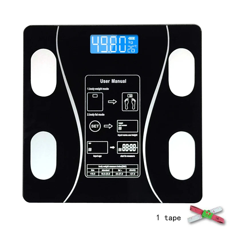 Digital Bathroom Weight Scale Body Composition Analyzer With Smartphone App Bluetooth