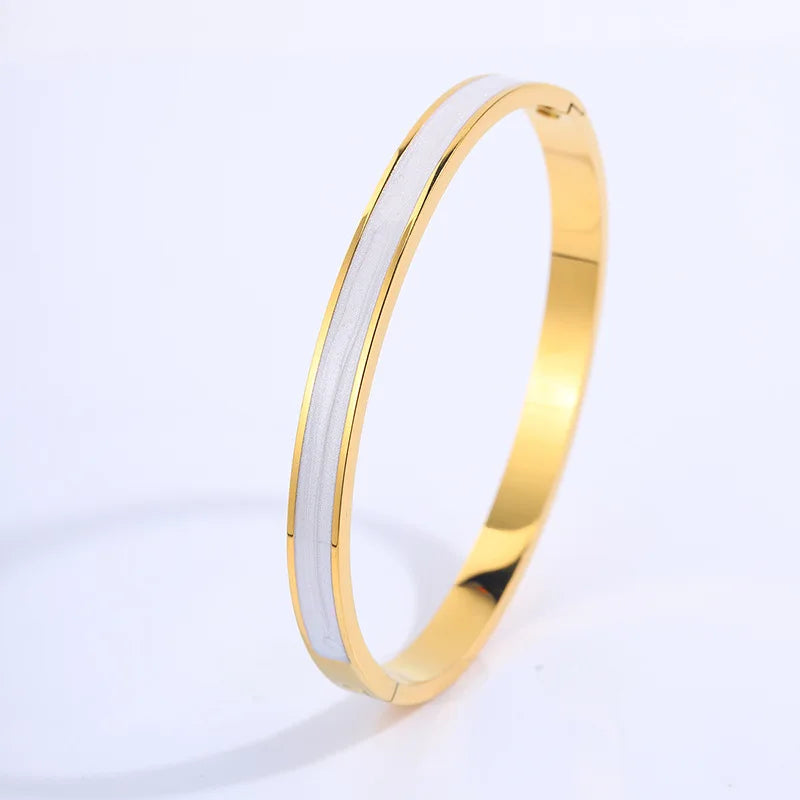 Htpwe  Women's Stainless Steel/18k Gold Plated Zirconium Shell Bracelet