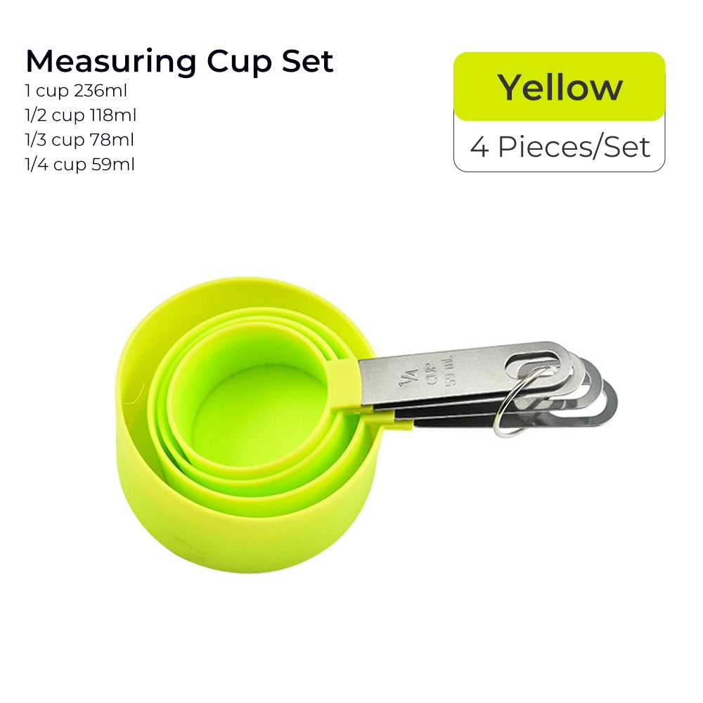 Multicolor 4pcs Stainless Steel Handle Measuring Cup Or spoons.