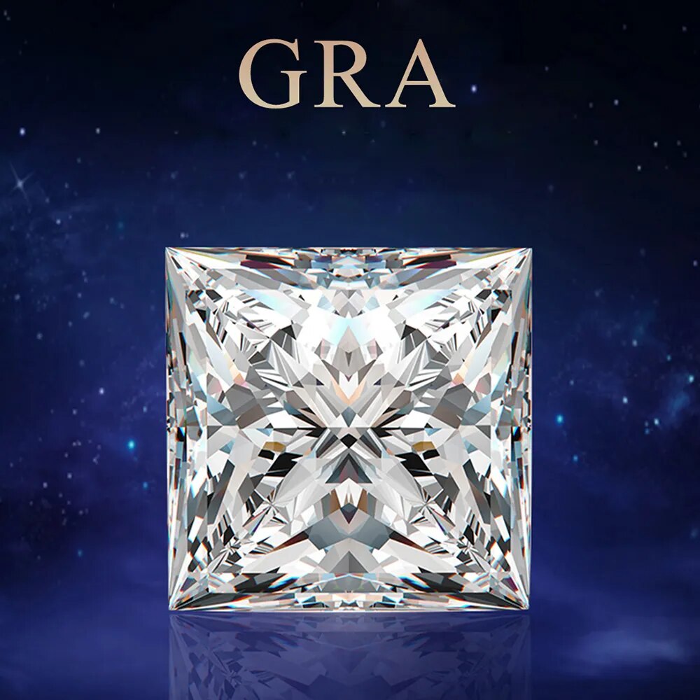 Princess Cut Moissanite Loose Gemstone 0.06ct-10ct D Color VVS1 Diamond with Certificate