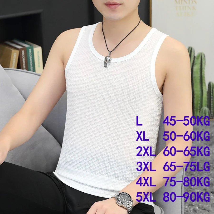 Men's Ice Silk Bamboo Knot Sleeveless Summer Mesh T Shirt