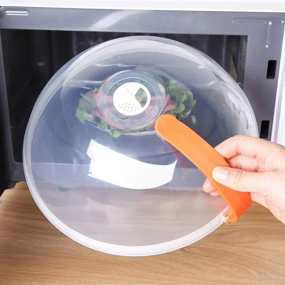 Microwave Transparent Plate Cover With Steam Vent And Handle
