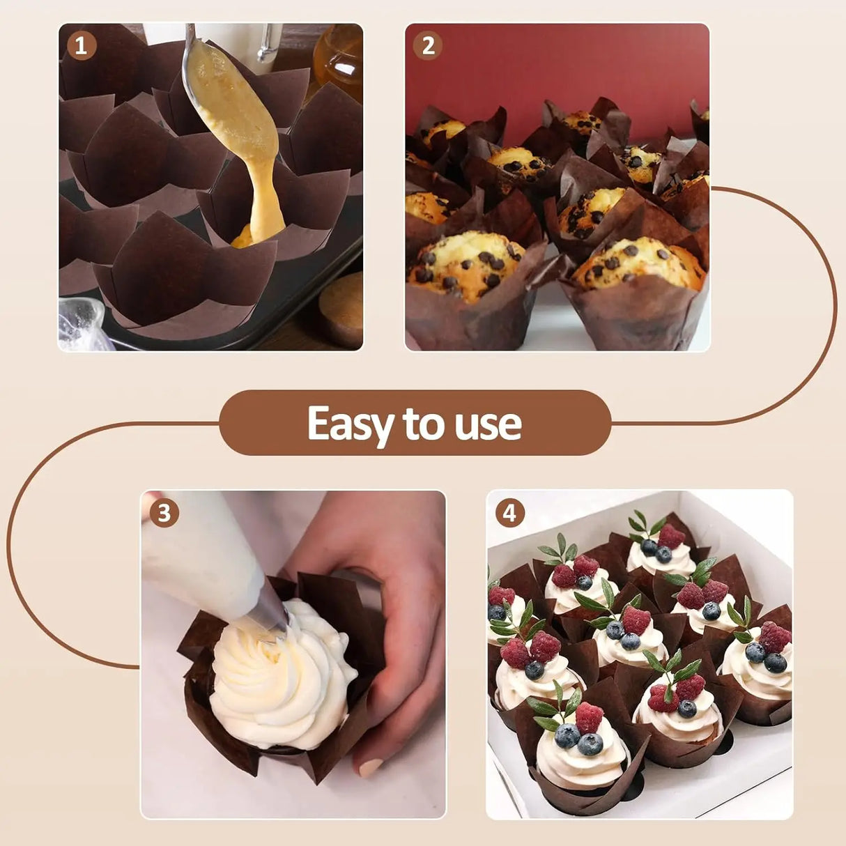 100pcs Oilproof Tulip Muffin Cupcake Liners