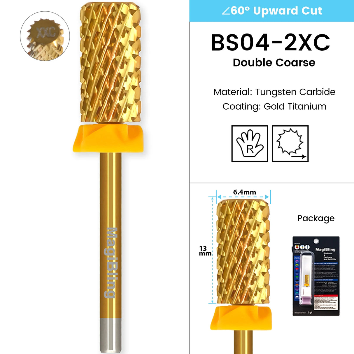 3/32" MagiBling Professional Manicure Nail Drill Bits for Hard Acrylic Gel