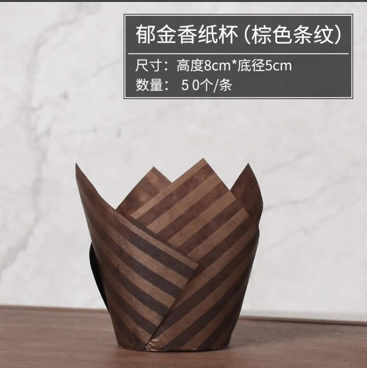 100pcs Oilproof Tulip Muffin Cupcake Liners