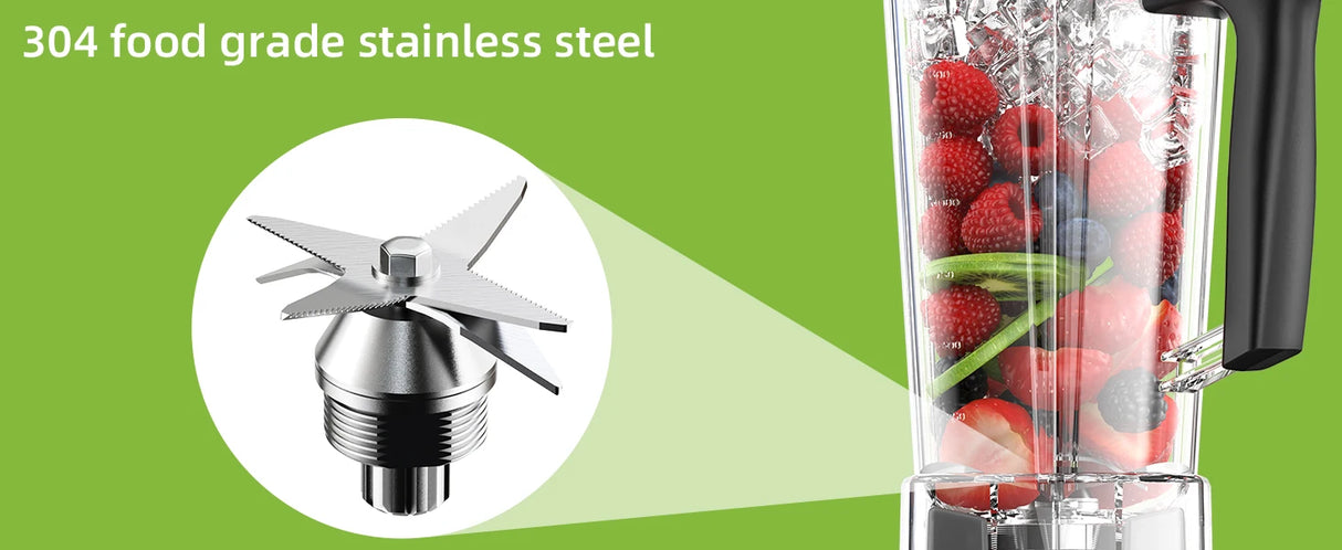 BioloMix 3HP 2200W Heavy Duty Commercial Grade Blender With BPA Free 2L Jar