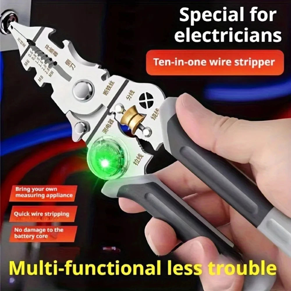 10 in 1 Wire Stripper/Cutters with Electricity Measurement Pliers