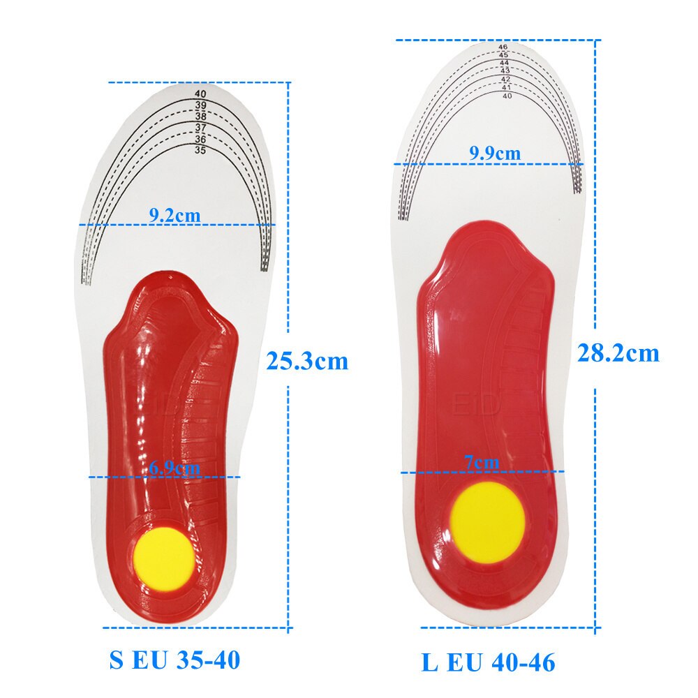 Unisex EiD Premium Orthotic Gel High Arch Support Insoles.