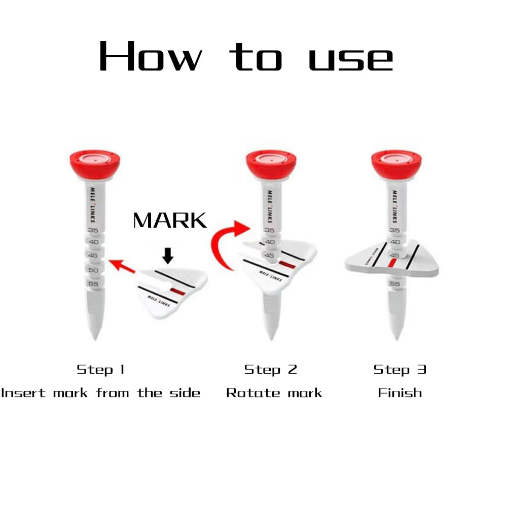 1pc Plastic Adjustable Golf Tee. Comes in Red, Orange, Blue and Green.