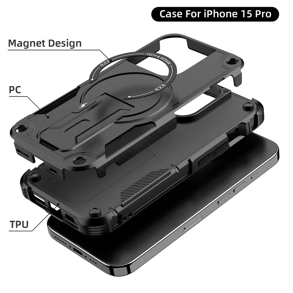 Magsafe Invisible Support Phone Case for IPhone 17 16 15 14 13 12 Pro Max