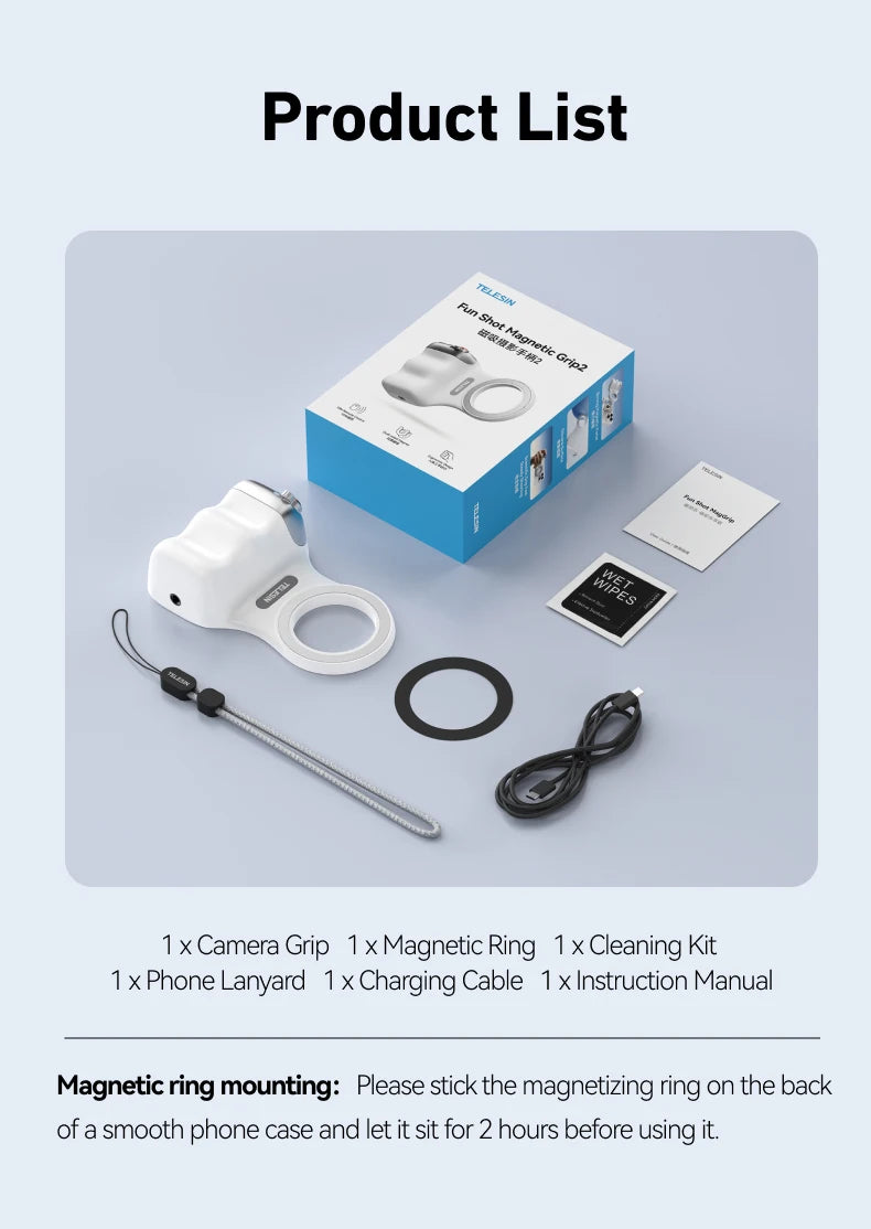 TELESIN Magnetic Phone Camera Holder With Remote Control For iPhone And Samsung