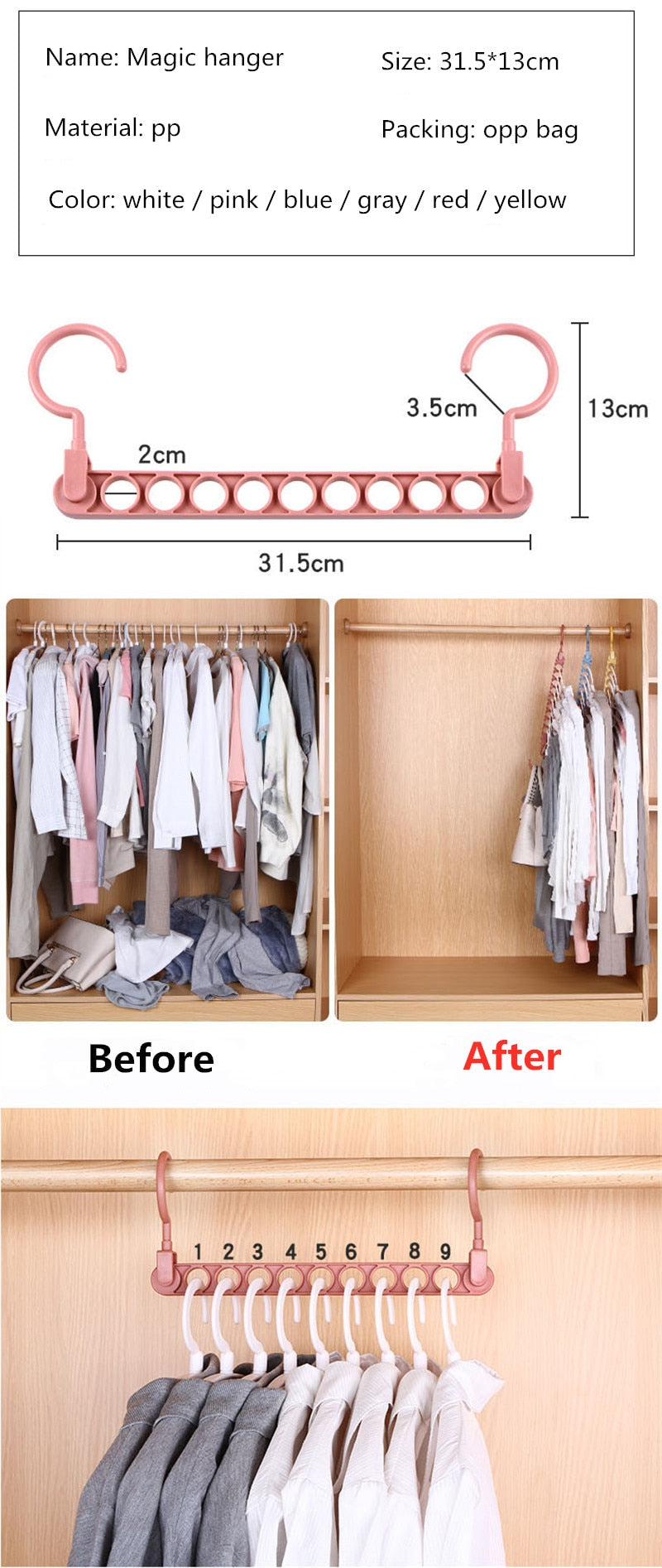 Plastic multi-port support hangers for Clothes.