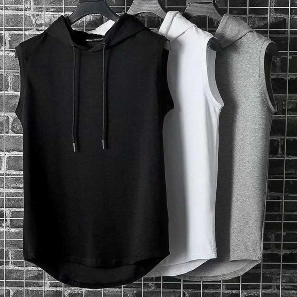 Ice Silk Sleeveless Bodybuilding/workout Hoodie Vest