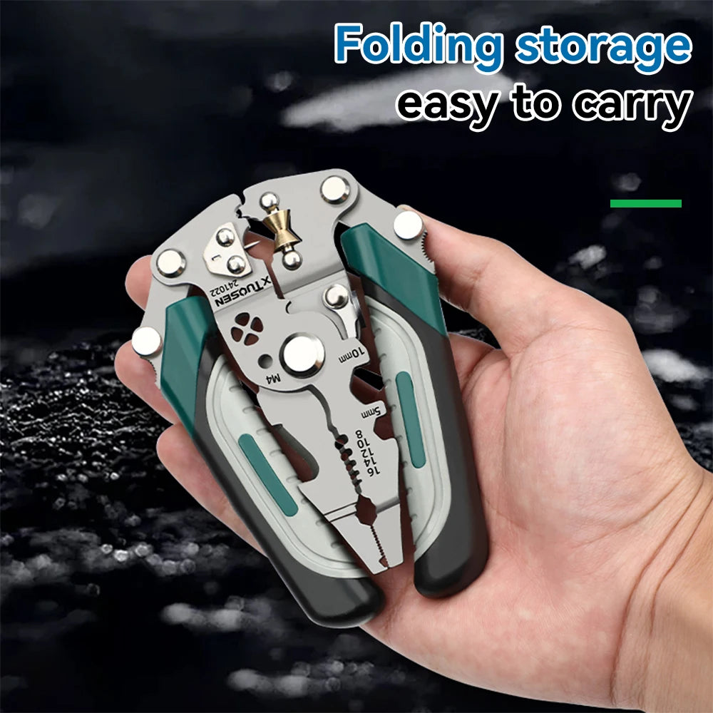 Multi-Functional 8-in-1 205mm Light weight Wire Stripping Folding Pliers