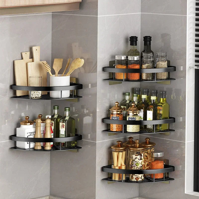 Aluminum Adhesive Corner Shelf Organizer For Showers