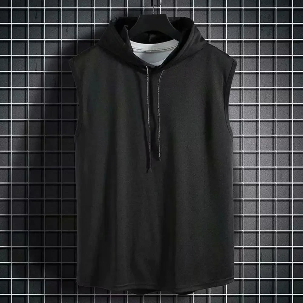 Ice Silk Sleeveless Bodybuilding/workout Hoodie Vest