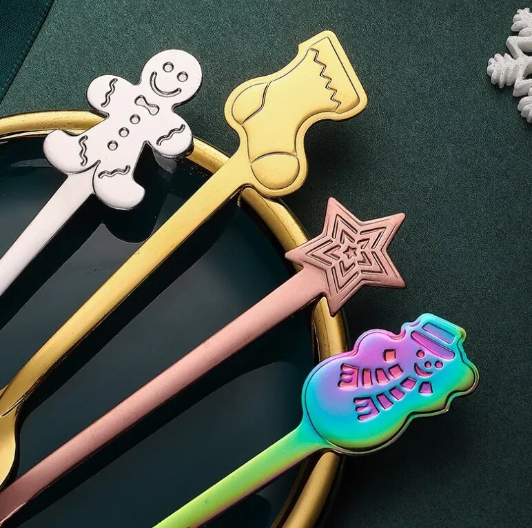 4PCS Stainless Steel Christmas Spoons.