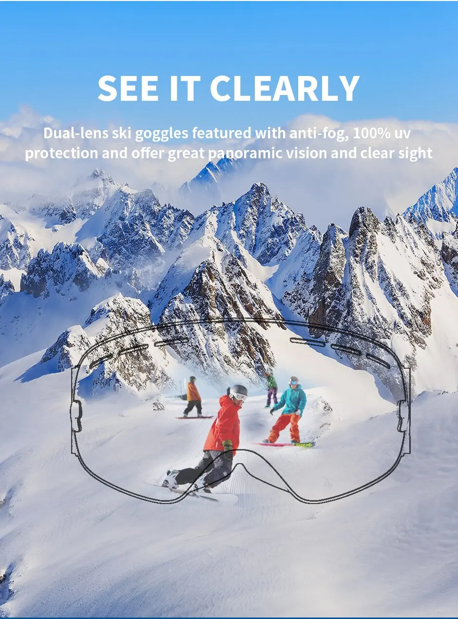 NATFIRE Double Layers Anti-fog UV400 Ski, snowmobile Goggles