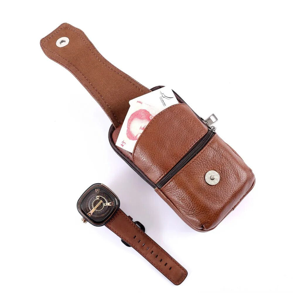 Men Leather Waist Belt Bag.
