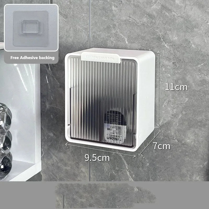 Wall Mounted Qtip Cotton Ball Floss Canisters With Lids