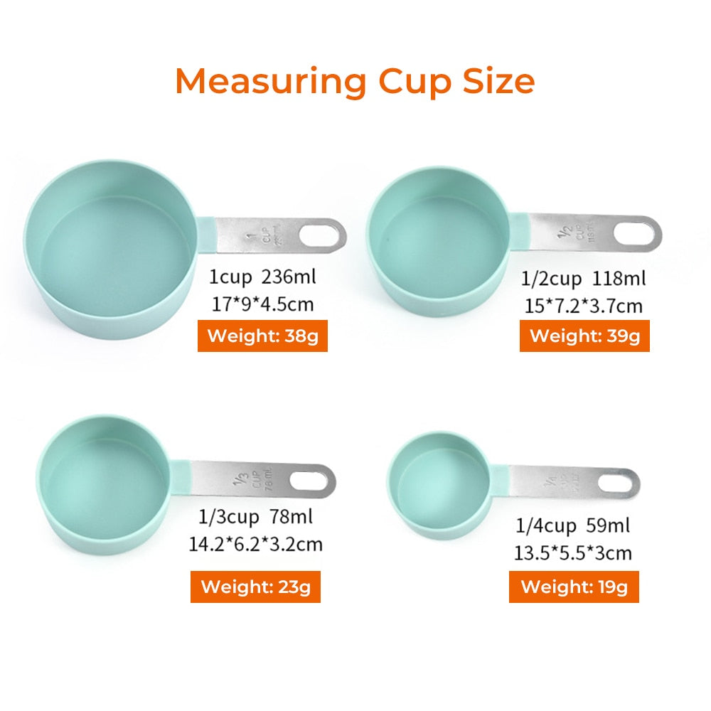 Multicolor 4pcs Stainless Steel Handle Measuring Cup Or spoons.