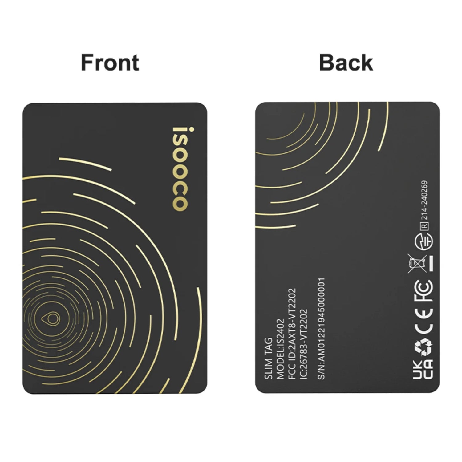 isooco Ultra-thin No Charging Wallet GPS Locator With Bluetooth Pairing Find My (IOS Only)