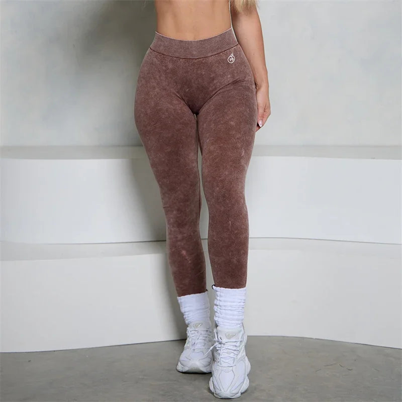 Women Seamless High Stretch  Low V-Back Scrunch Butt Leggings